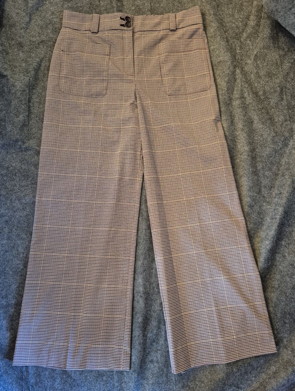 Mango Brown Plaid Wide-Leg Pants